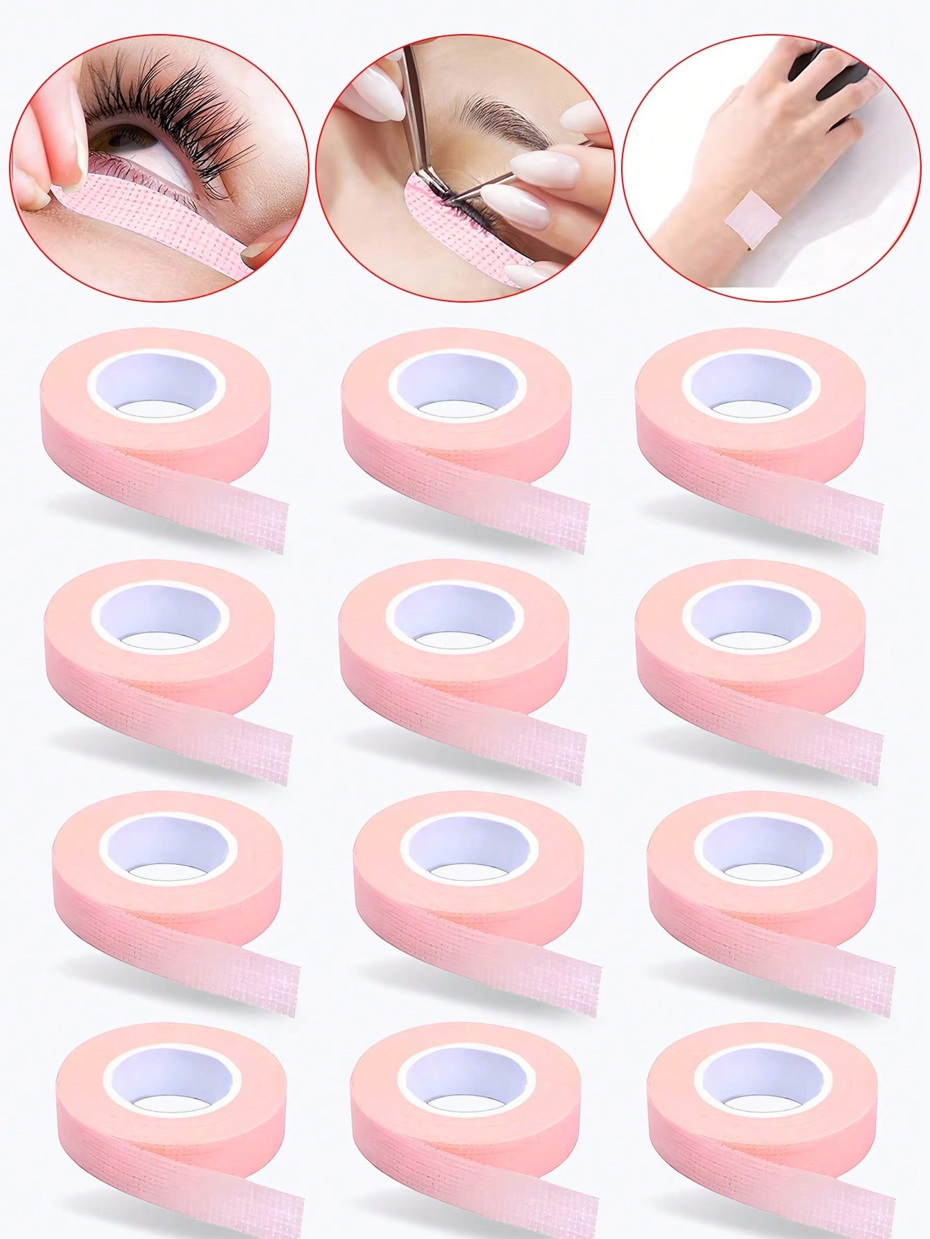 6 Rolls Breathable Eyelash Tape- Suitable For Eyelash Extensions| Microporous Fabric Tape And Non-Woven Makeup Tools| Multi-Purpose Self-Adhesive Tape| Pink Eyelash Tape| Eyelash Extension, Eyesh