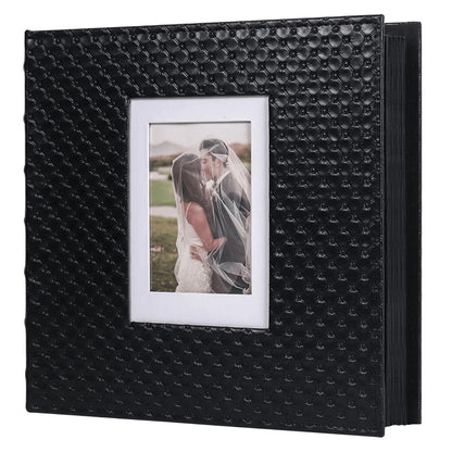 600 Pockets Photo Album For 4x6 Pictures Black Inner Page Button Grain Leather Cover Of Large Capacity Pictures Album Book Birthday Christmas Wedding Anniversary Memory (Black)