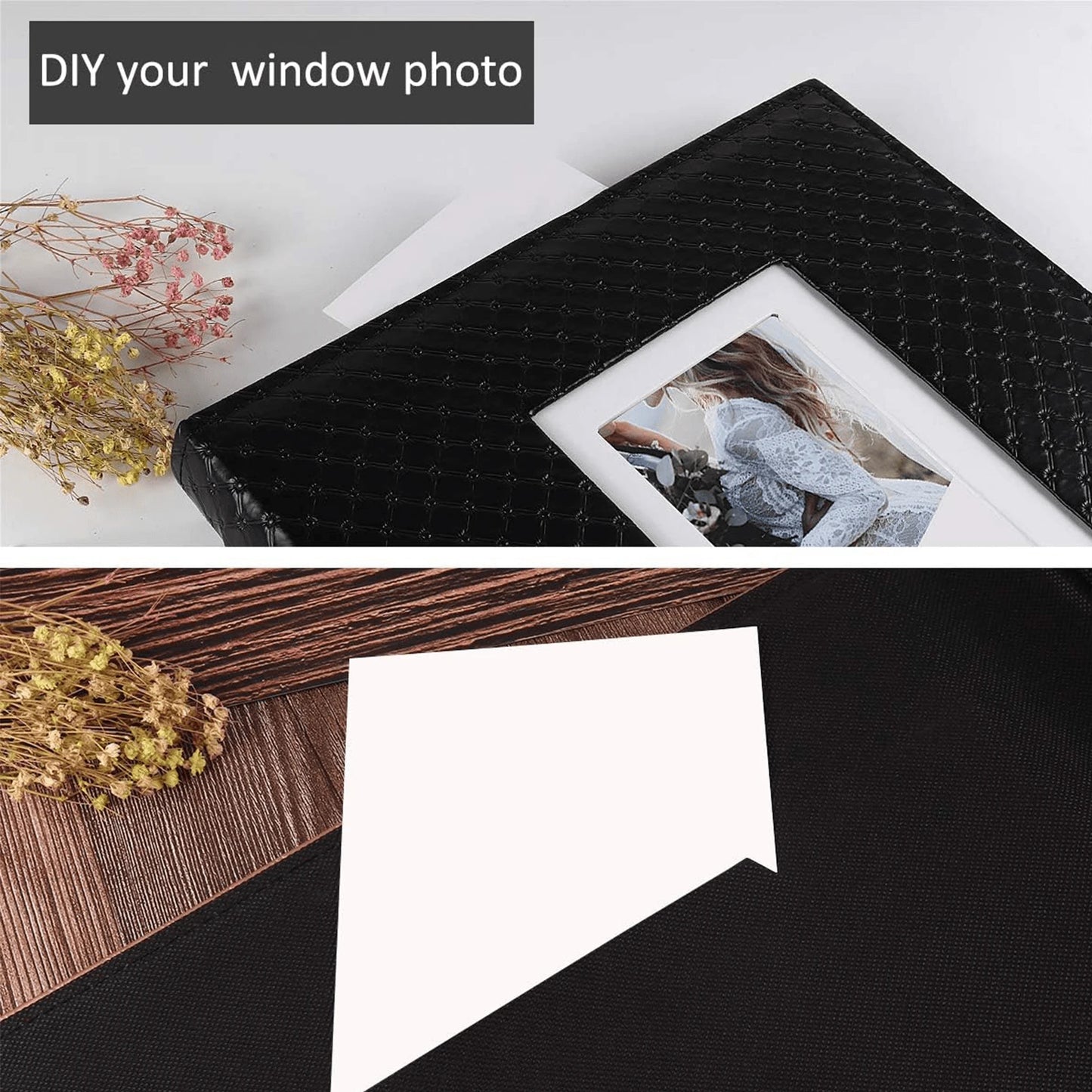 600 Pockets Photo Album For 4x6 Pictures Black Inner Page Button Grain Leather Cover Of Large Capacity Pictures Album Book Birthday Christmas Wedding Anniversary Memory (Black)