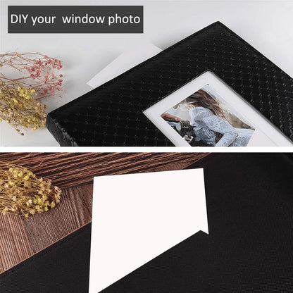 600 Pockets Photo Album For 4x6 Pictures Black Inner Page Button Grain Leather Cover Of Large Capacity Pictures Album Book Birthday Christmas Wedding Anniversary Memory (Black)