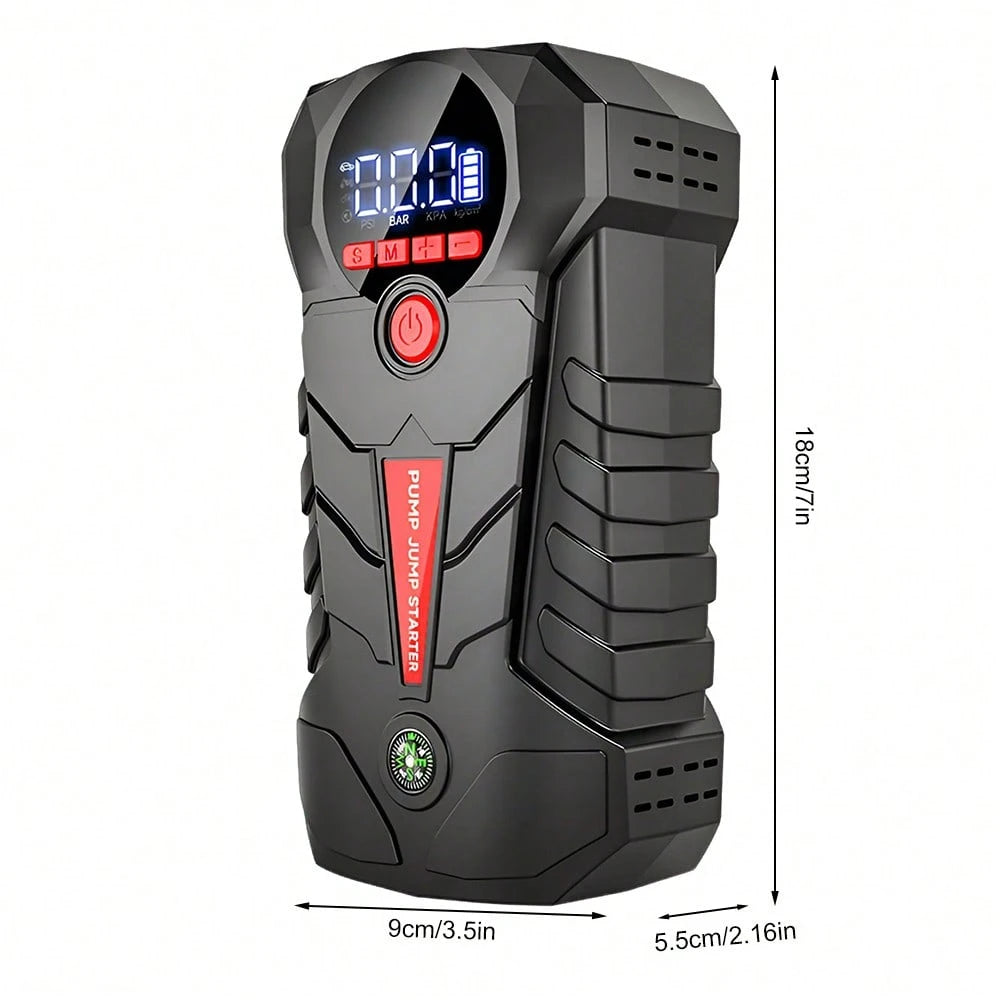 6000mAh Jump Starter With Air Compressor, 150PSI Portable Tire Inflator For Car, 600A Peak 1000A Car Battery Booster, Power Bank & LED Emergency Light For 12V Gas Vehicles, Type-C Input