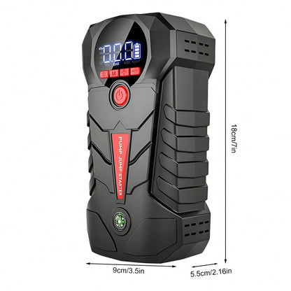 6000mAh Jump Starter With Air Compressor, 150PSI Portable Tire Inflator For Car, 600A Peak 1000A Car Battery Booster, Power Bank & LED Emergency Light For 12V Gas Vehicles, Type-C Input