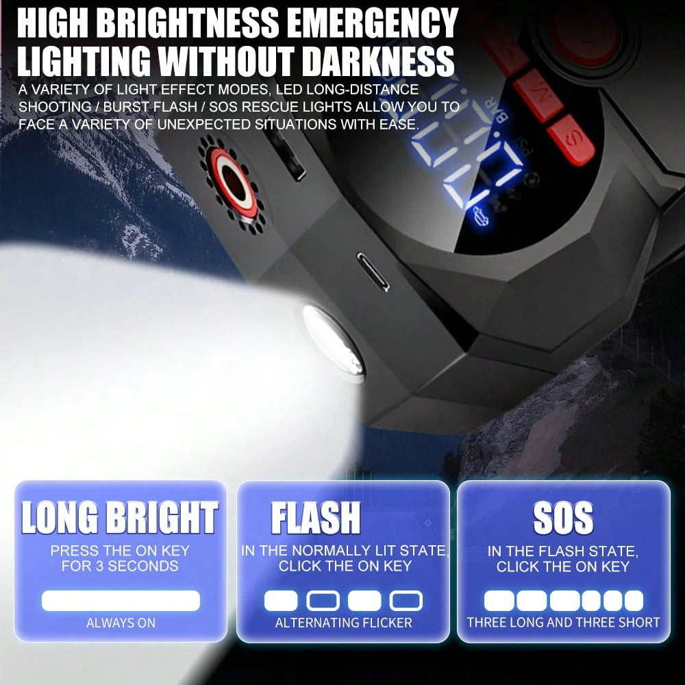 6000mAh Jump Starter With Air Compressor, 150PSI Portable Tire Inflator For Car, 600A Peak 1000A Car Battery Booster, Power Bank & LED Emergency Light For 12V Gas Vehicles, Type-C Input