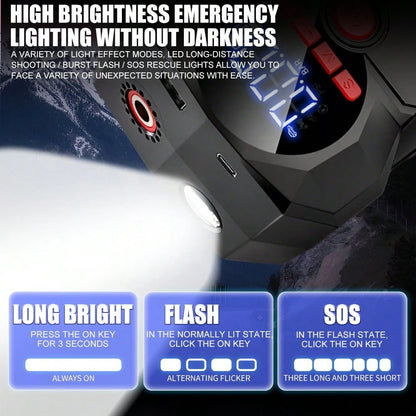 6000mAh Jump Starter With Air Compressor, 150PSI Portable Tire Inflator For Car, 600A Peak 1000A Car Battery Booster, Power Bank & LED Emergency Light For 12V Gas Vehicles, Type-C Input
