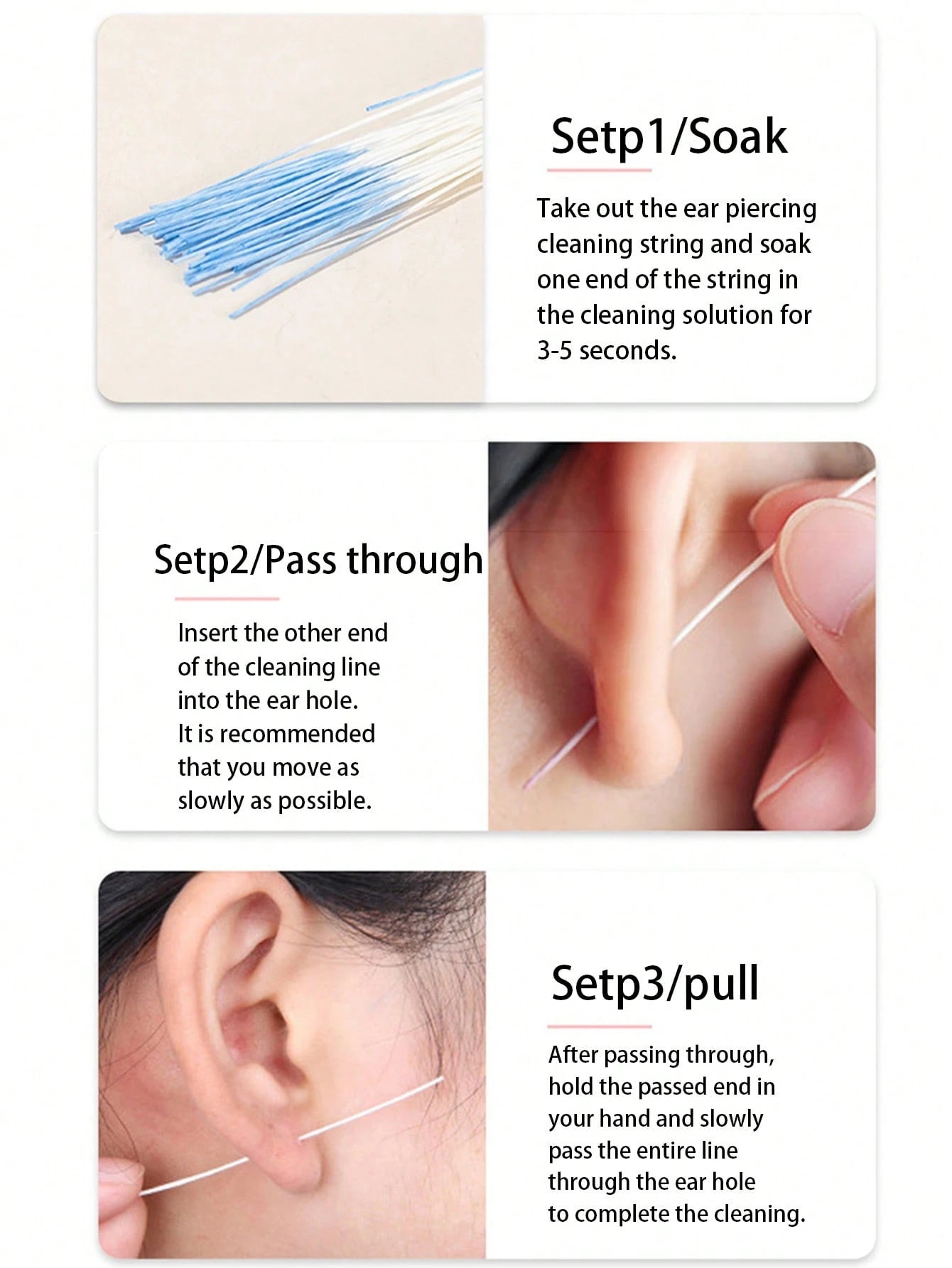 60pcs/120pcs Ear Piercing Cleaning Kit, Odor Removal, Ear Care Set, Disposable Piercing Thread, Post-Piercing Care Cleaning Thread, Ear Piercing Care Cleaning Tools, Unisex