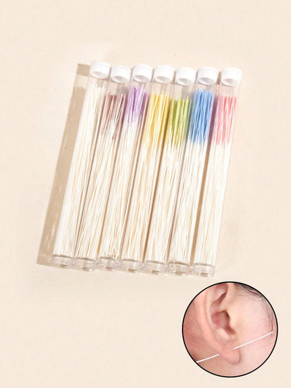 60pcs/120pcs Ear Piercing Cleaning Kit, Odor Removal, Ear Care Set, Disposable Piercing Thread, Post-Piercing Care Cleaning Thread, Ear Piercing Care Cleaning Tools, Unisex
