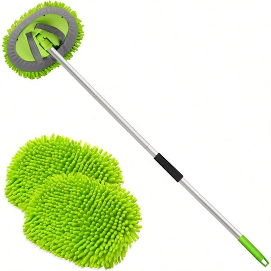 62 Microfiber Car Wash Brush With Long Handle Car Washing Mop Kit Mitt Sponge Car Cleaning Supplies Kit Duster RV Washing Car Brush Accessories, 1 Chenille Scratch