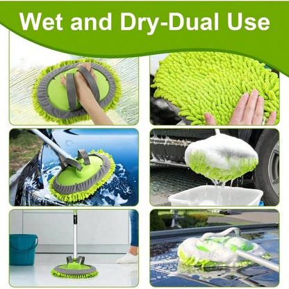 62 Microfiber Car Wash Brush With Long Handle Car Washing Mop Kit Mitt Sponge Car Cleaning Supplies Kit Duster RV Washing Car Brush Accessories, 1 Chenille Scratch