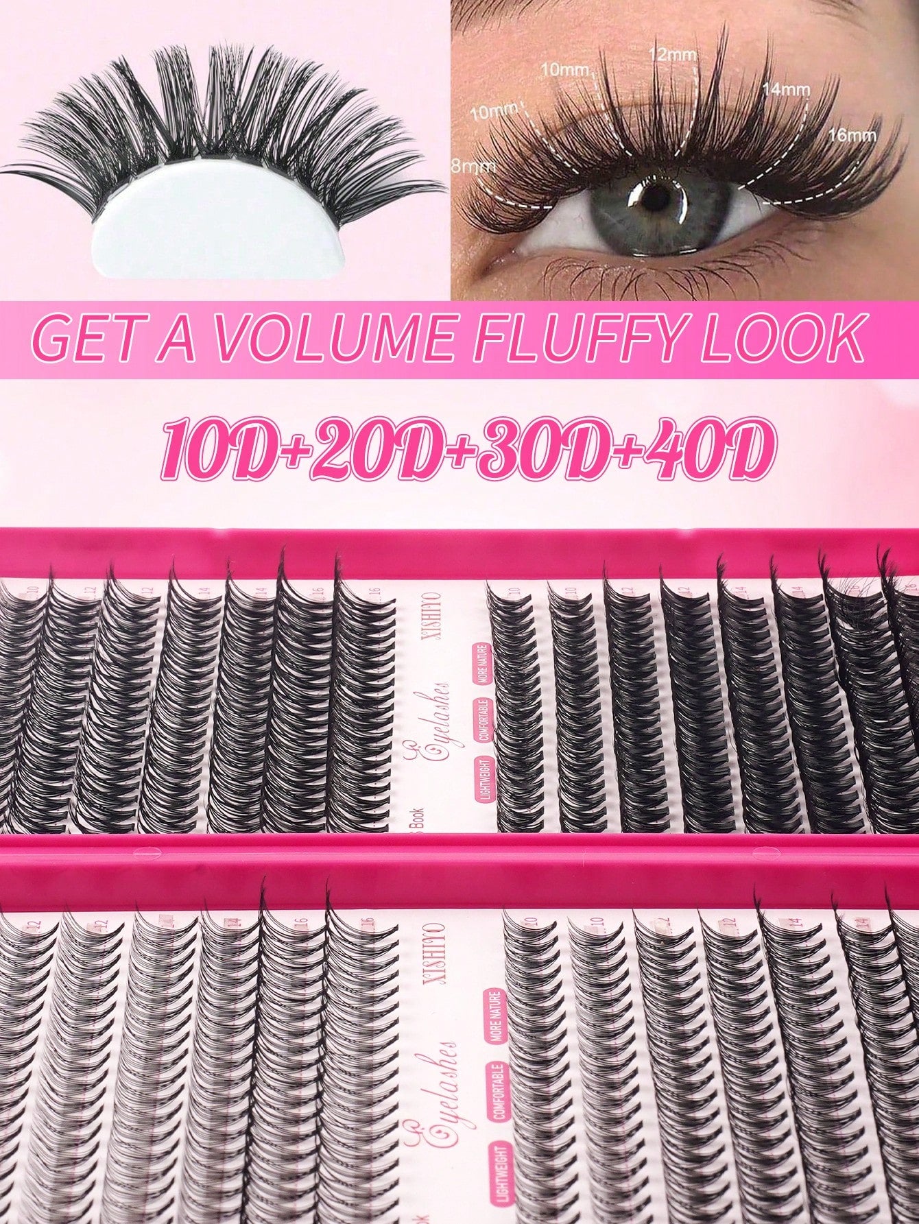 640pcs 4-In-1 False Eyelashes Set, Includes Glue, Tweezers, Lash Brush, Suitable For Beginners To DIY Different Eye Makeup, Easy To Use, Portable Segmented Lash Clusters, Large Capacity Lashes Applica