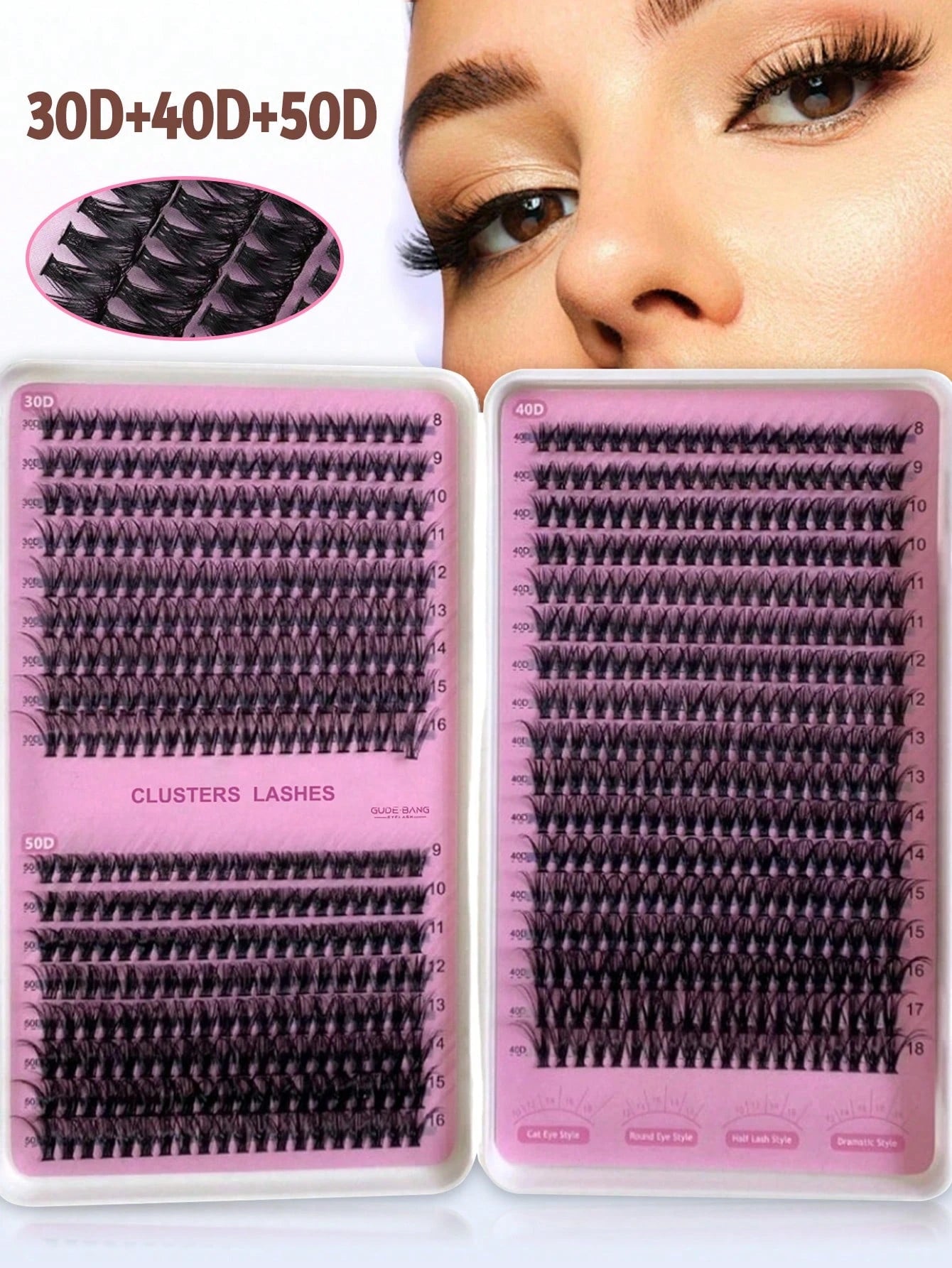 640pcs Eyelash Extension Kit, Includes 30D+40D+50D Lash Clusters, D-8-16MIX Lash Clusters, Eyelash Glue, Sealant, Remover, DIY Lash Extension