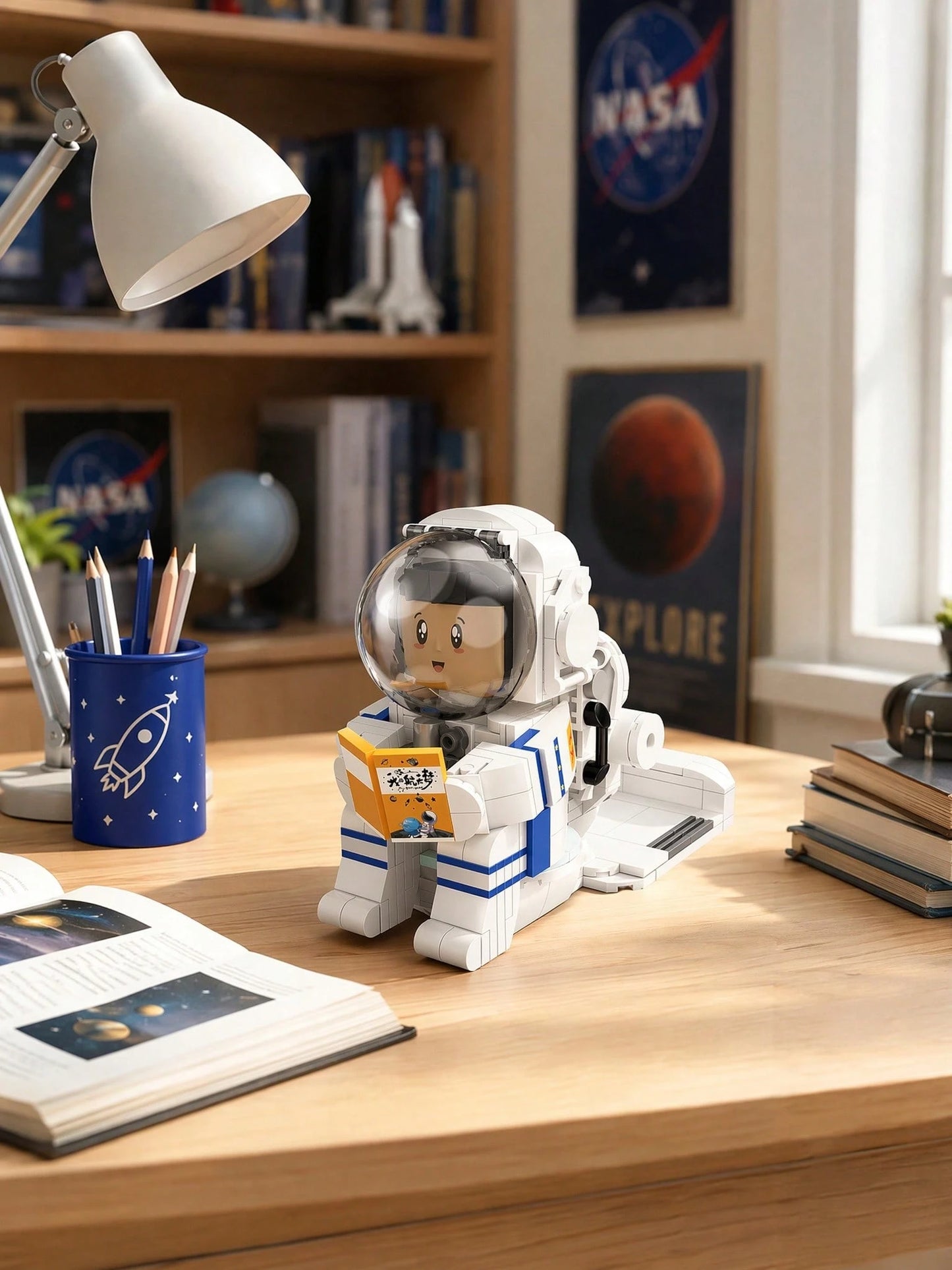 667pcs Astronaut Assembly Set, Space Exploration Theme Decorative Stickers, Handmade Mechanical Model, Sci-Fi Style Desktop Sculpture, Learning Display Decoration, Holiday Commemorative Gift, Men's Co