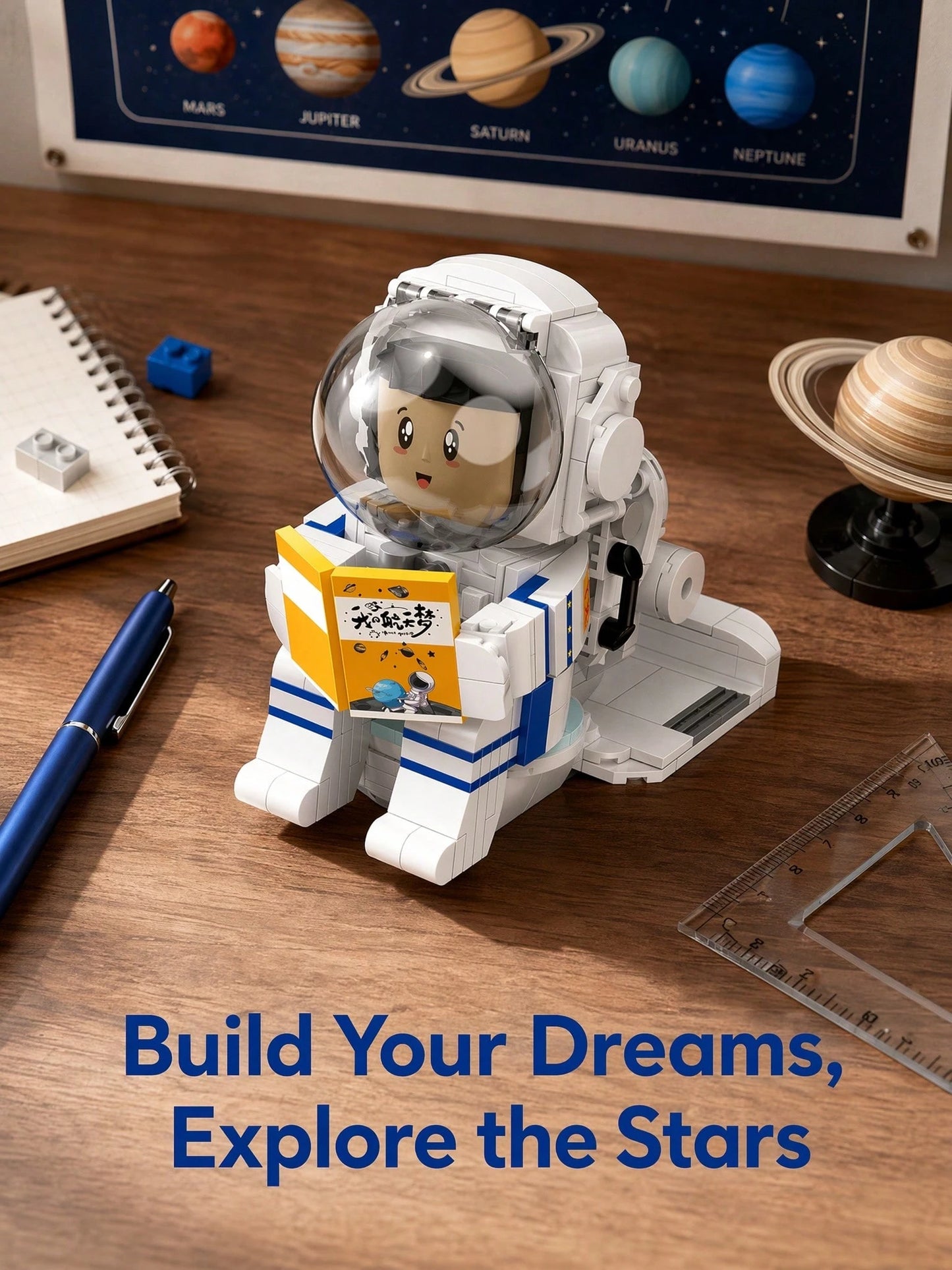 667pcs Astronaut Assembly Set, Space Exploration Theme Decorative Stickers, Handmade Mechanical Model, Sci-Fi Style Desktop Sculpture, Learning Display Decoration, Holiday Commemorative Gift, Men's Co