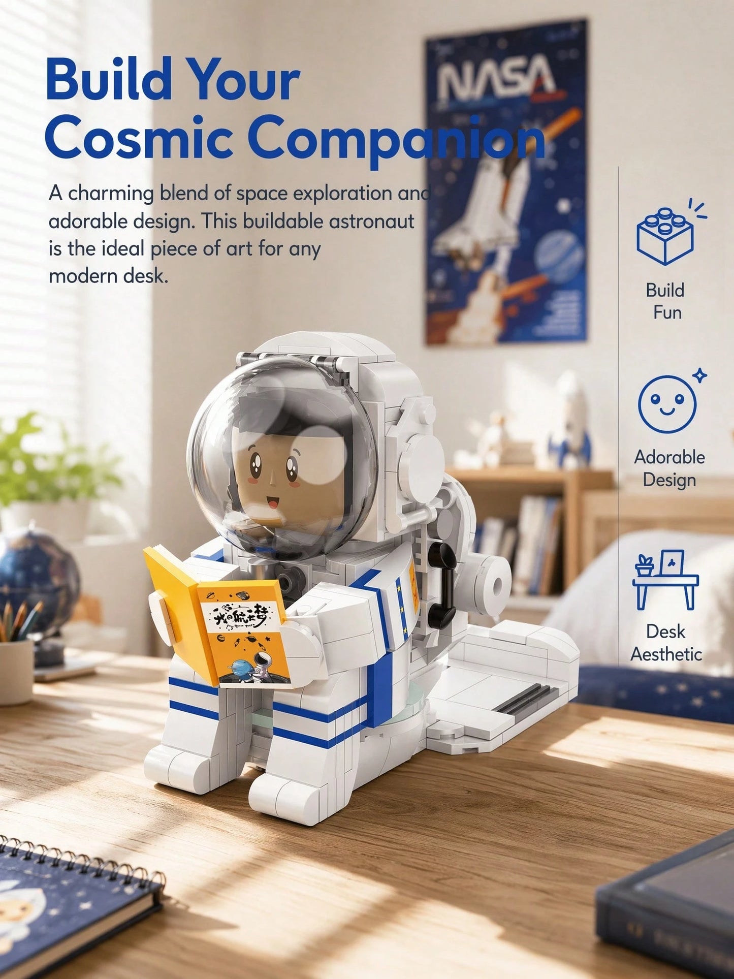 667pcs Astronaut Assembly Set, Space Exploration Theme Decorative Stickers, Handmade Mechanical Model, Sci-Fi Style Desktop Sculpture, Learning Display Decoration, Holiday Commemorative Gift, Men's Co