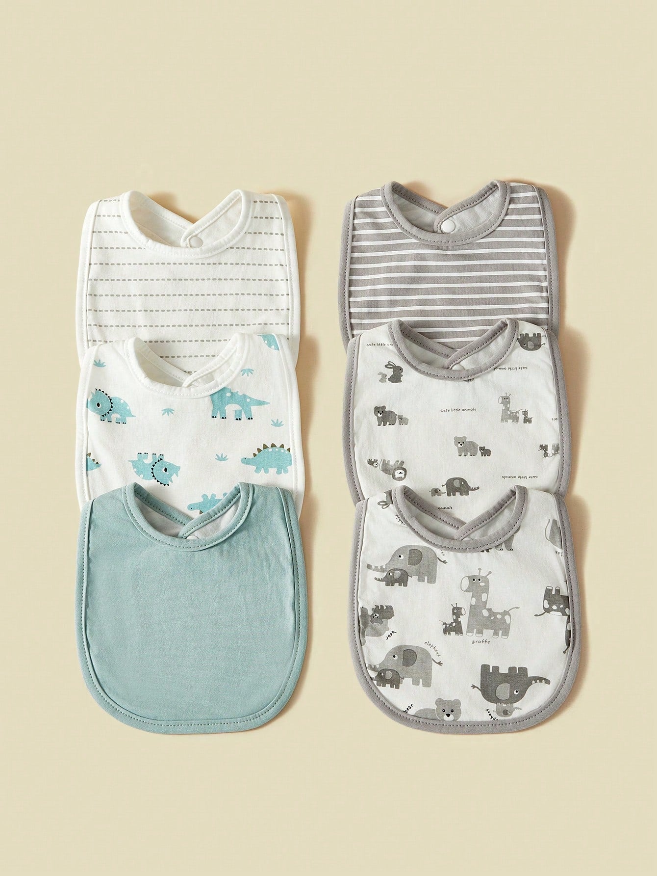 6pcs Baby Animal Cartoon Design Bibs, Soft Breathable Cotton, For Boys & Girls, Spring/Summer