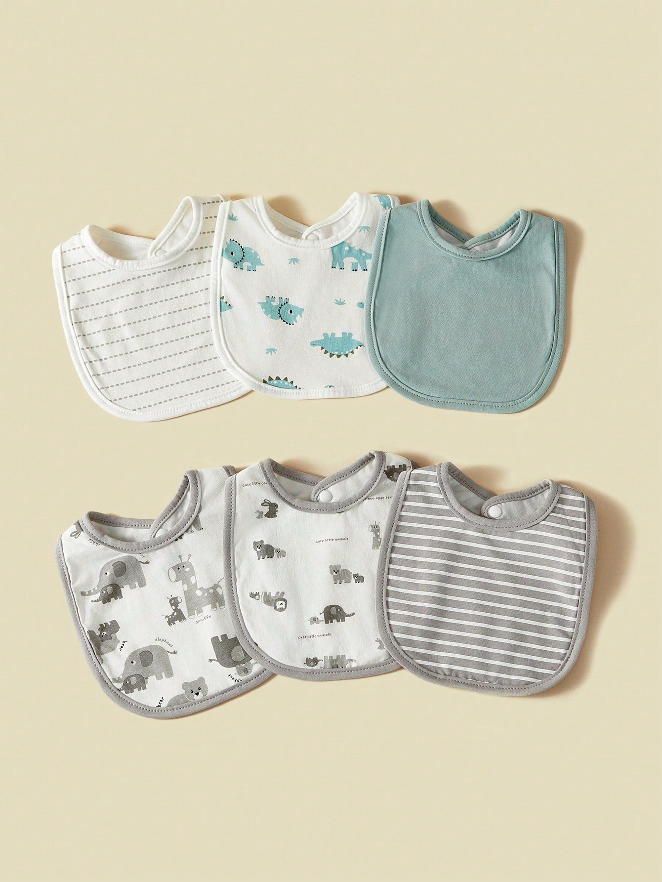 6pcs Baby Animal Cartoon Design Bibs, Soft Breathable Cotton, For Boys & Girls, Spring/Summer