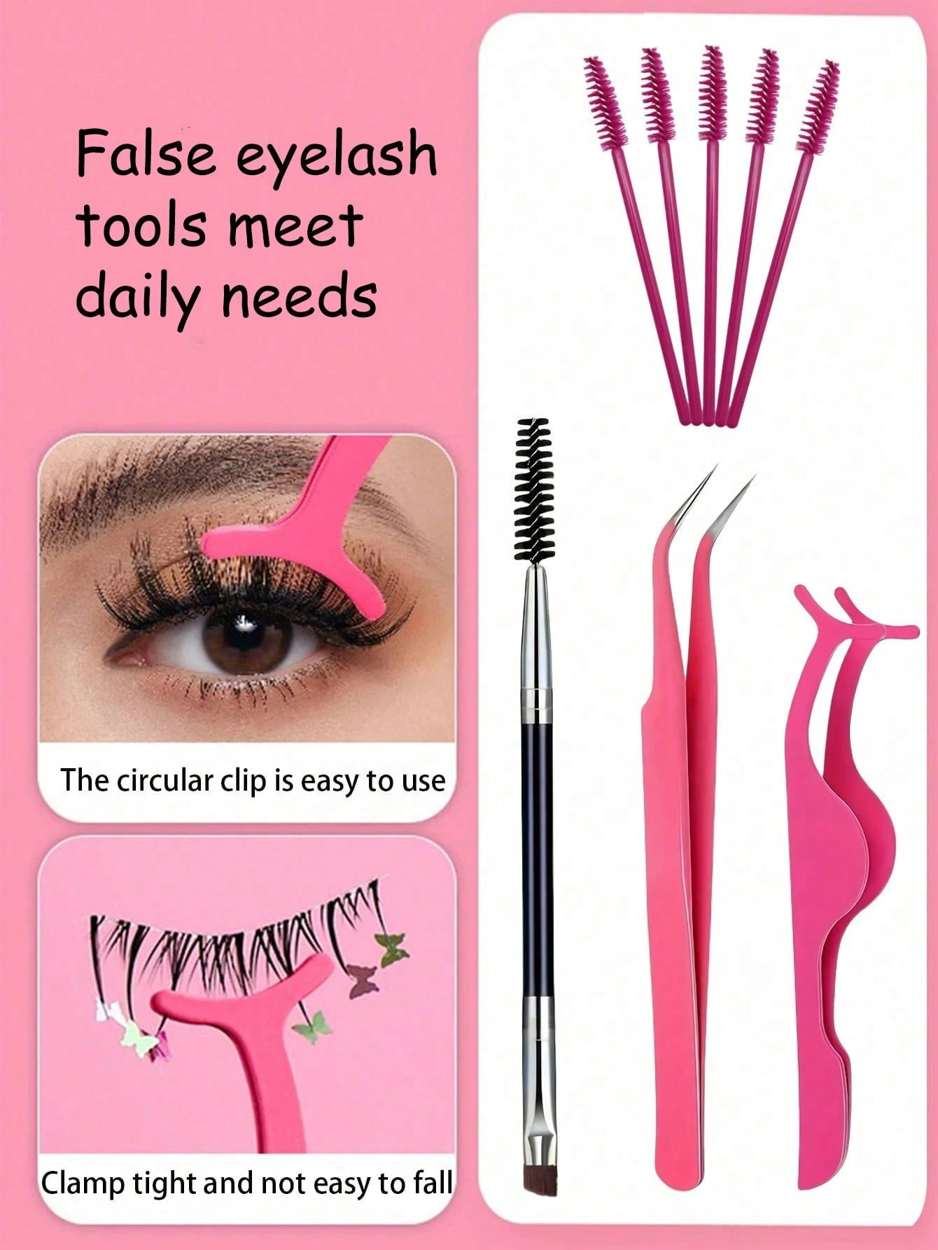 6pcs Eyelash Extension Tool Set, Includes Tweezers, Eyebrow Brush, Eyelash Curler And Eyelash Brush. Eyelash Curler Combination, Meets The Needs Of Multi-Layer Eyelash Extension, False Eyelash Extensi
