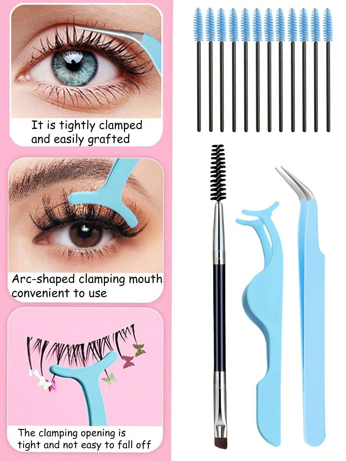 6pcs Eyelash Extension Tool Set, Includes Tweezers, Eyebrow Brush, Eyelash Curler And Eyelash Brush. Eyelash Curler Combination, Meets The Needs Of Multi-Layer Eyelash Extension, False Eyelash Extensi