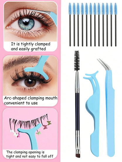 6pcs Eyelash Extension Tool Set, Includes Tweezers, Eyebrow Brush, Eyelash Curler And Eyelash Brush. Eyelash Curler Combination, Meets The Needs Of Multi-Layer Eyelash Extension, False Eyelash Extensi