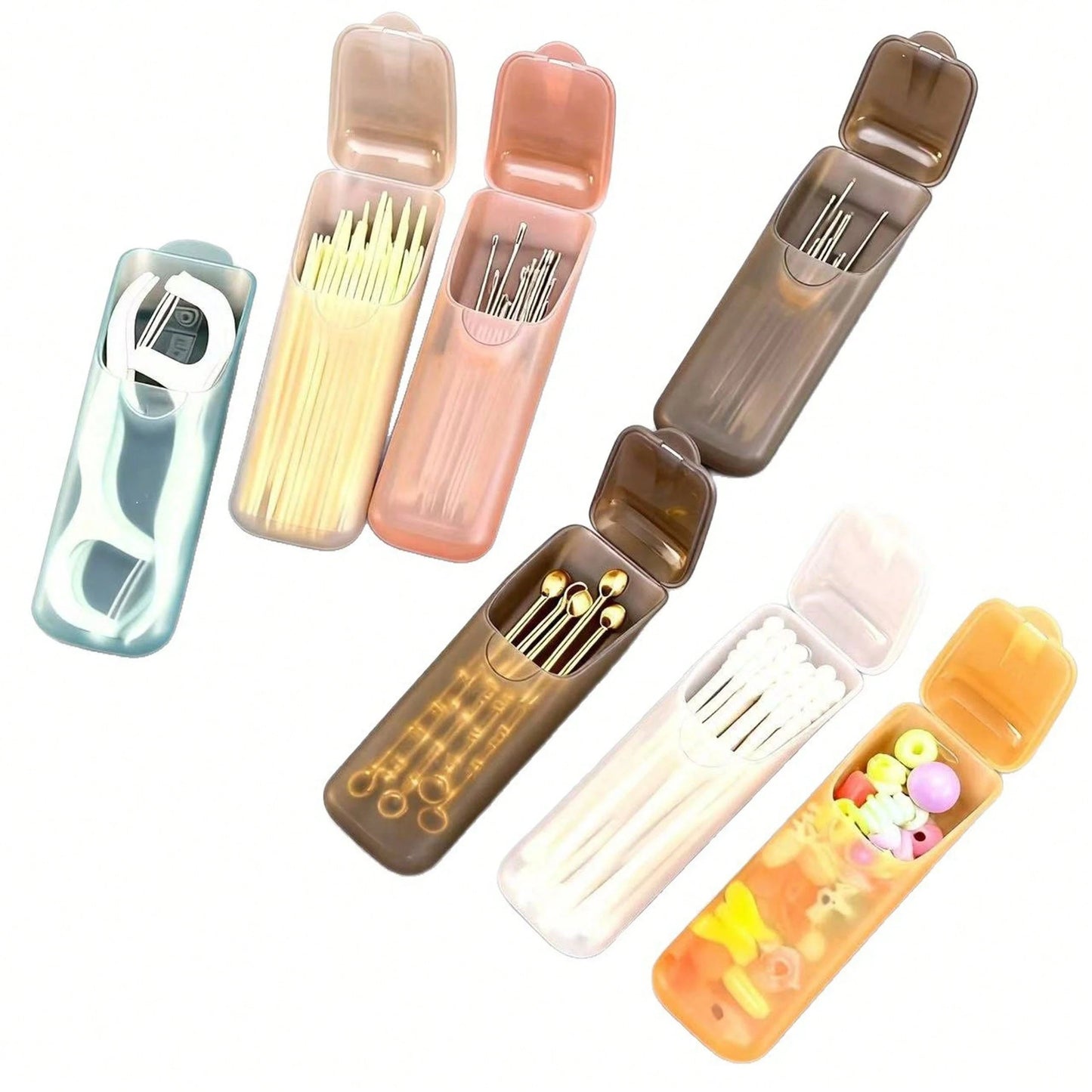 6pcs Mini Portable Storage Boxes Small Parts Organizer/Travel Toothpick, Dental Floss, Pill, Jewelry Storage Box/Multi-Purpose Universal Size