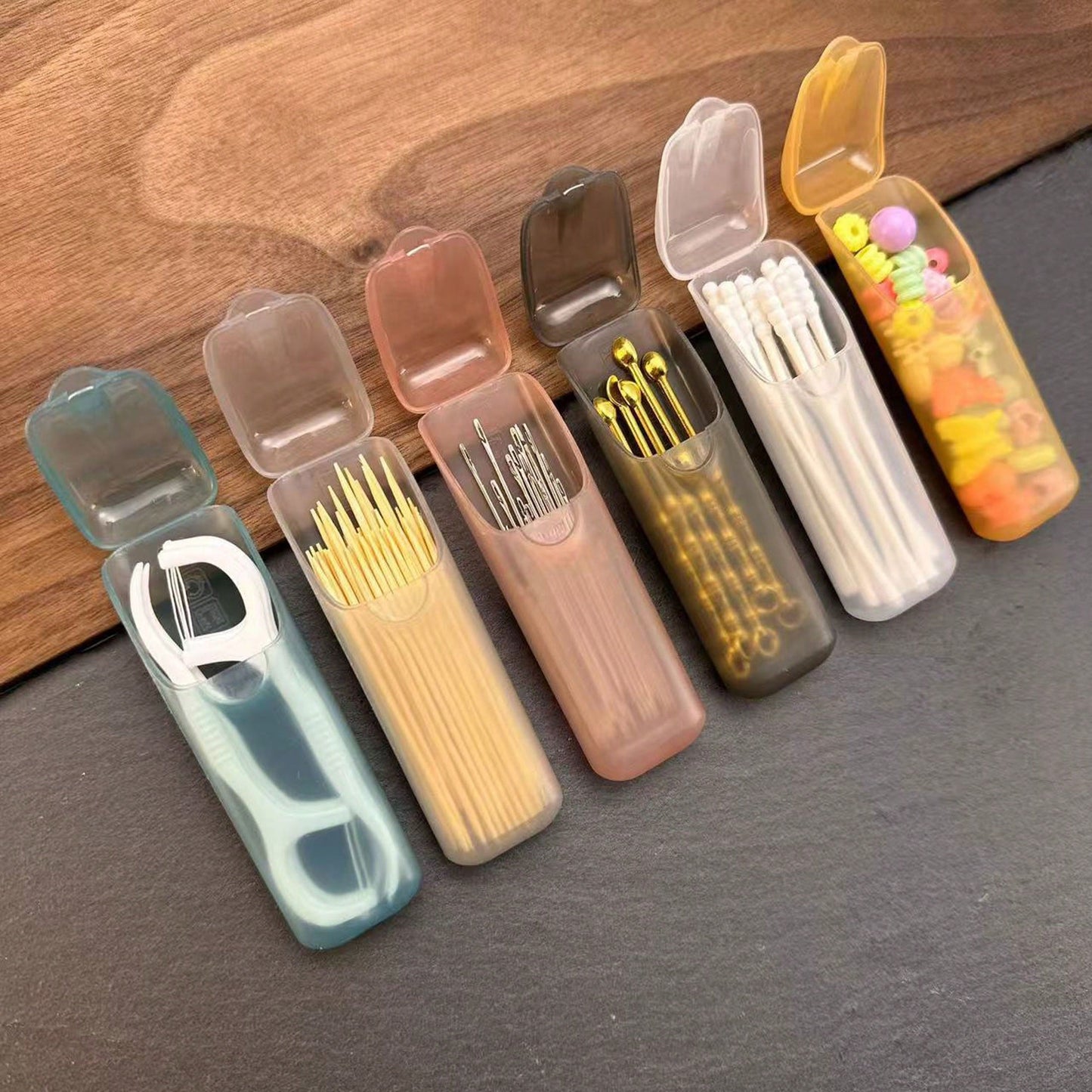 6pcs Mini Portable Storage Boxes Small Parts Organizer/Travel Toothpick, Dental Floss, Pill, Jewelry Storage Box/Multi-Purpose Universal Size