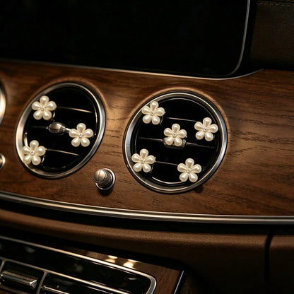 6pcs Rhinestone & Pearl Car Air Vent Decor- Daisy Petal Vent Clip, Elegant Interior Accessory, Suitable For Dashboard, Bumper, Car Door Decoration (Easy To Install), Decorate Dashboard With High-End