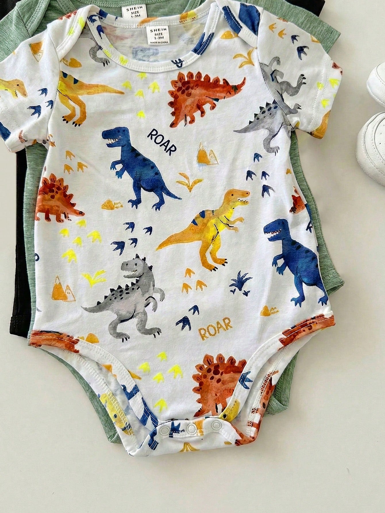 6pcs/Set Newborn Baby Boy/Girl Breathable Solid Color Short Sleeve Rompers,Summer Basic Bodysuit Multi-Pack,White,Casual,Cute,Family Matching Outfit