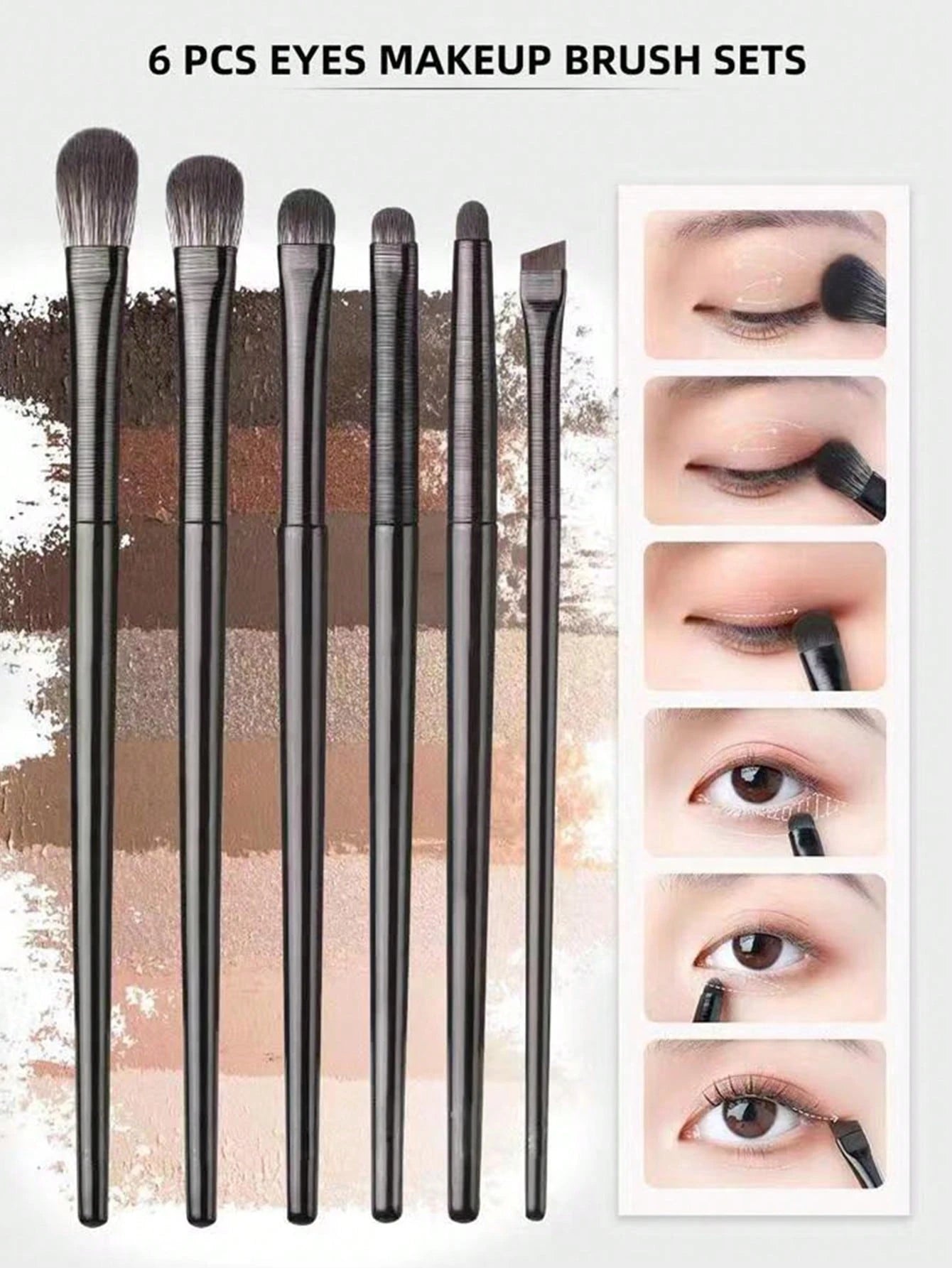 6pcs Soft Bristle Eye Makeup Brush Set For Eyeshadow Blending, Smudging, Eyeliner & Eye Detailing,Eyebrow Brush,Eyeshadow Brush,Spoolie,Spoolie Brush,Giveaways