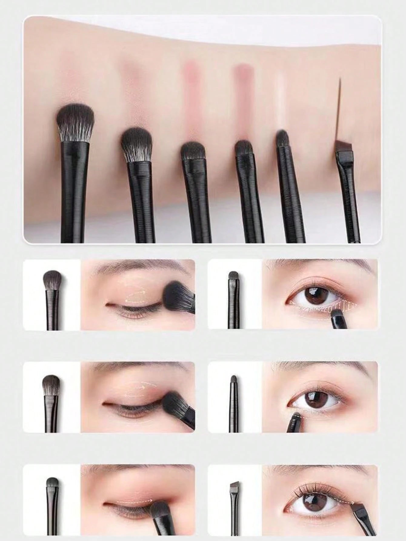 6pcs Soft Bristle Eye Makeup Brush Set For Eyeshadow Blending, Smudging, Eyeliner & Eye Detailing,Eyebrow Brush,Eyeshadow Brush,Spoolie,Spoolie Brush,Giveaways