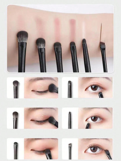 6pcs Soft Bristle Eye Makeup Brush Set For Eyeshadow Blending, Smudging, Eyeliner & Eye Detailing,Eyebrow Brush,Eyeshadow Brush,Spoolie,Spoolie Brush,Giveaways