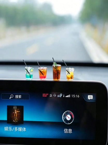 7/4/3pcs American Coffee Orange Style Car Dashboard Display Screen Decoration, Mini Car Interior Ornament, Car Interior Center Console Decor, Women's Car Accessories