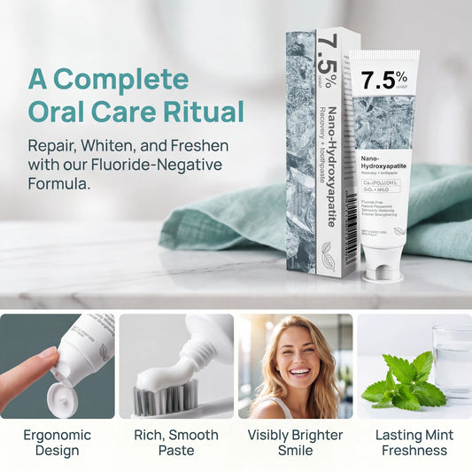 7.5% Nano-Hydroxyapatite Recovery + Toothpaste, Replenishes Lost Enamel Layer And Fades Dull Tooth Discoloration, Fine Nano Particles Stick Steadily On Tooth For Continuous Repair, Wonderful Household