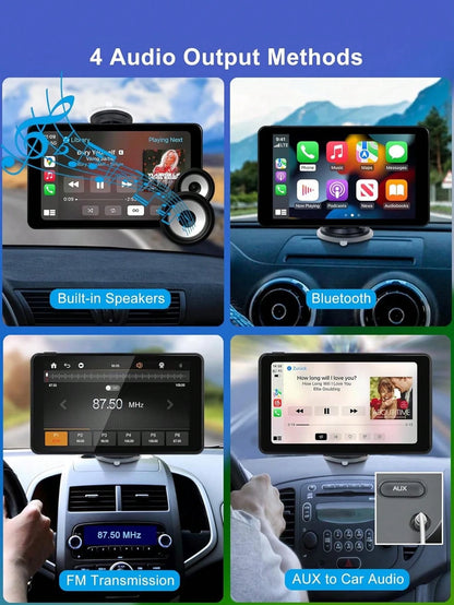 7-Inch High Definition Portable In-Car Stereo Touchscreen, Compatible With All Vehicle Models, Supports Apple CarPlay And Android Auto, Features Mirror Link/Reverse Camera/Bluetooth/GPS Navigation/AUX