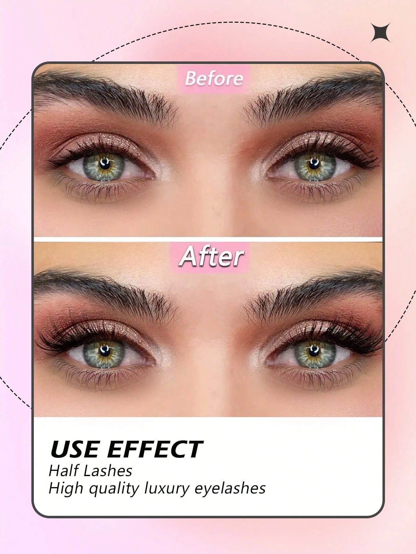 7 Pairs Asiteo Natural Cat Eye Style False Eyelashes, Delicate & Natural Half False Lashes, Transparent Band False Lashes, Strip Eyelashes
