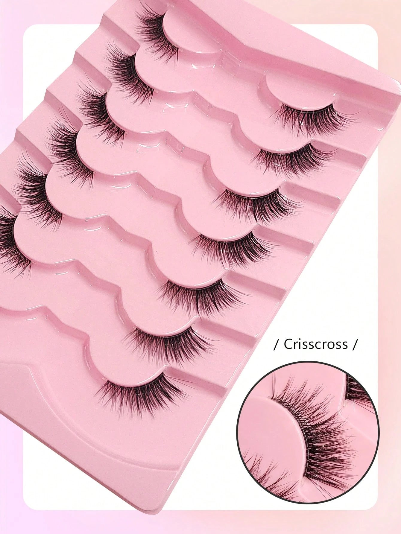 7 Pairs Asiteo Natural Cat Eye Style False Eyelashes, Delicate & Natural Half False Lashes, Transparent Band False Lashes, Strip Eyelashes