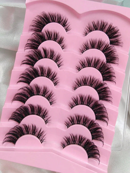 7 Pairs New Cat Eye False Eyelashes Natural & Lengthening Transparent Band Flared Ends Elongate Eye Shape Faux Mink Lashes Makeup Use Strip Eyelashes Lashes False Lashes Fake Lashes