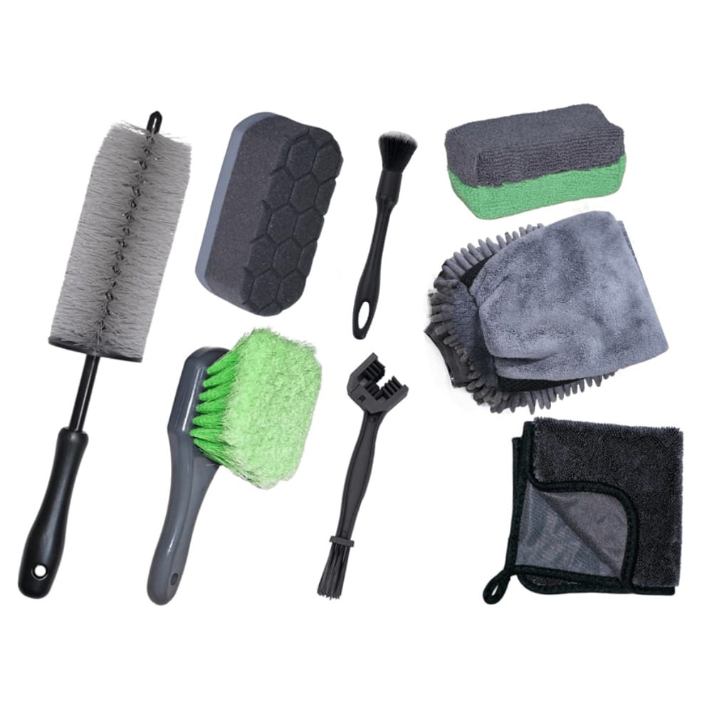 8 Pack Motorcycle Cleaning Kit, Motorcycle Detailing Kit With Chain/Wheel/Rim/Tire Brush, Wax Applicators, Wash Mitt, Detailing Brush, Professional Cleaning Tool For Motorcycle Bike