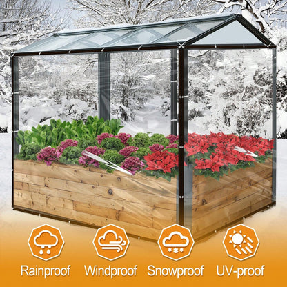 8'x10' Clear Tarps Heavy Duty PE Thick Tarpaulin With Metal Grommets, Protects Against Water, UV-Ray, Tear, Cold Weather Resistan For Greenhouse Balcony Garden