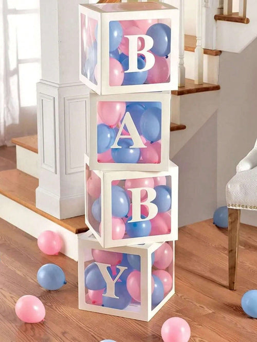 8pcs Baby Shower Balloon Boxes, Decorated Balloon Storage Box, 1pc Letter Box DIY, Birthday Party Decoration Gift Box, Baby Shower Party Decor Balloon Box, Party Favor, Nursery Decor, Easter Gift, Wed