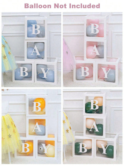 8pcs Baby Shower Balloon Boxes, Decorated Balloon Storage Box, 1pc Letter Box DIY, Birthday Party Decoration Gift Box, Baby Shower Party Decor Balloon Box, Party Favor, Nursery Decor, Easter Gift, Wed