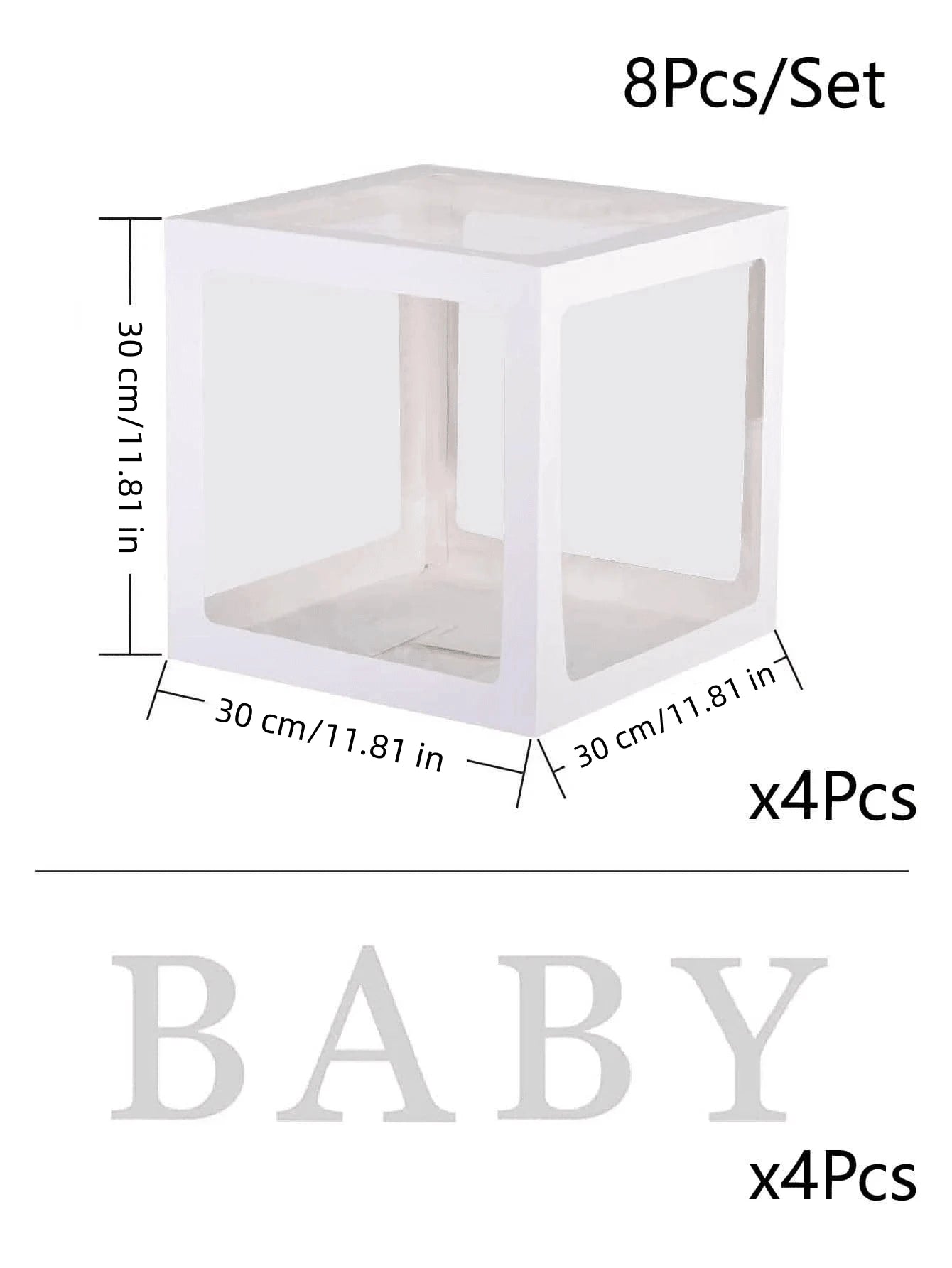 8pcs Baby Shower Balloon Boxes, Decorated Balloon Storage Box, 1pc Letter Box DIY, Birthday Party Decoration Gift Box, Baby Shower Party Decor Balloon Box, Party Favor, Nursery Decor, Easter Gift, Wed