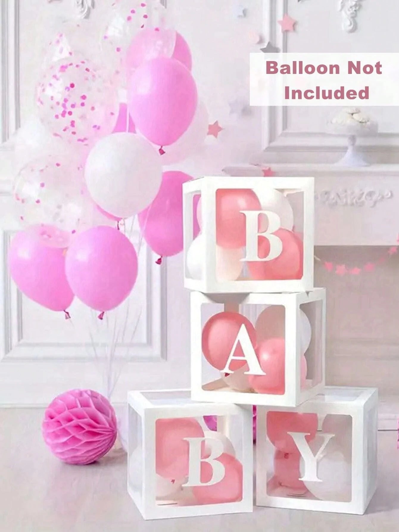 8pcs Baby Shower Balloon Boxes, Decorated Balloon Storage Box, 1pc Letter Box DIY, Birthday Party Decoration Gift Box, Baby Shower Party Decor Balloon Box, Party Favor, Nursery Decor, Easter Gift, Wed