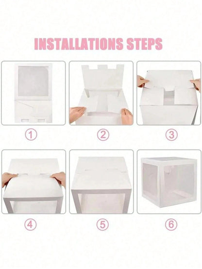 8pcs Baby Shower Balloon Boxes, Decorated Balloon Storage Box, 1pc Letter Box DIY, Birthday Party Decoration Gift Box, Baby Shower Party Decor Balloon Box, Party Favor, Nursery Decor, Easter Gift, Wed