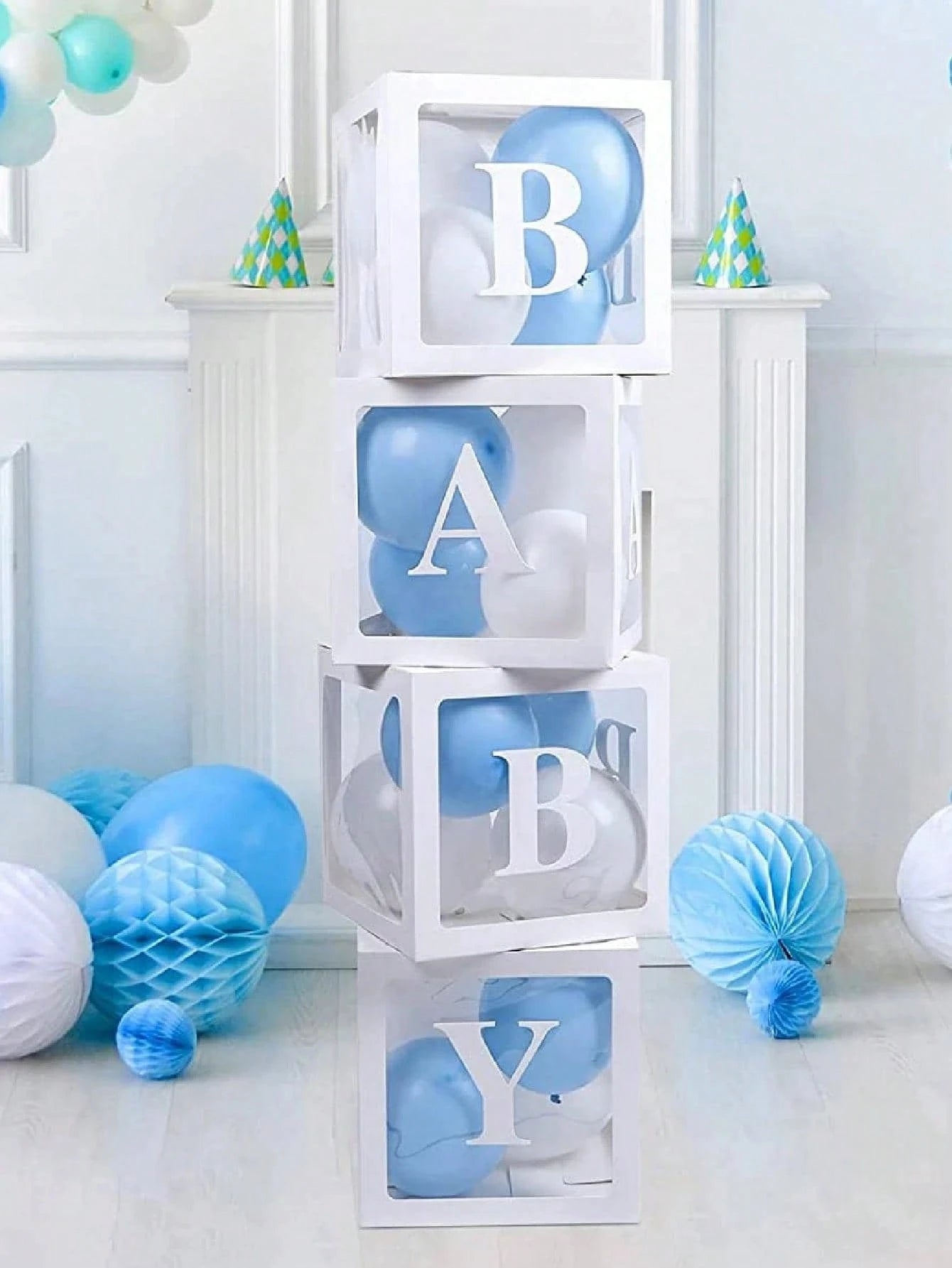 8pcs Baby Shower Balloon Boxes, Decorated Balloon Storage Box, 1pc Letter Box DIY, Birthday Party Decoration Gift Box, Baby Shower Party Decor Balloon Box, Party Favor, Nursery Decor, Easter Gift, Wed