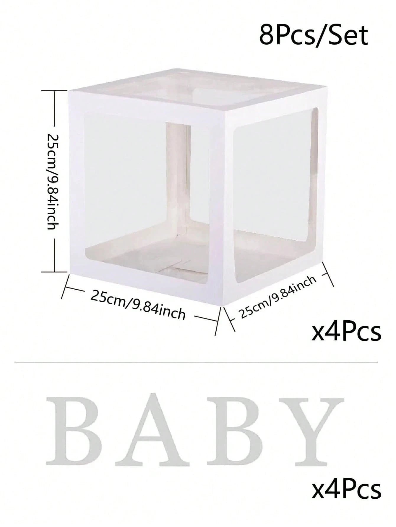8pcs Baby Shower Balloon Boxes, Decorated Balloon Storage Box, 1pc Letter Box DIY, Birthday Party Decoration Gift Box, Baby Shower Party Decor Balloon Box, Party Favor, Nursery Decor, Easter Gift, Wed