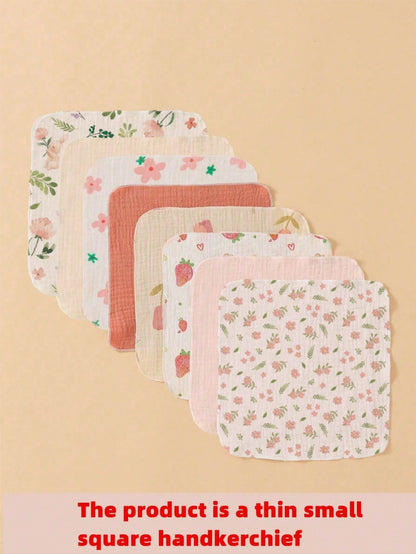 8pcs Lightweight Breathable Single-Layer Baby Bibs, Feeding Wipes, Multi-Purpose Cloths, Suitable For All Seasons