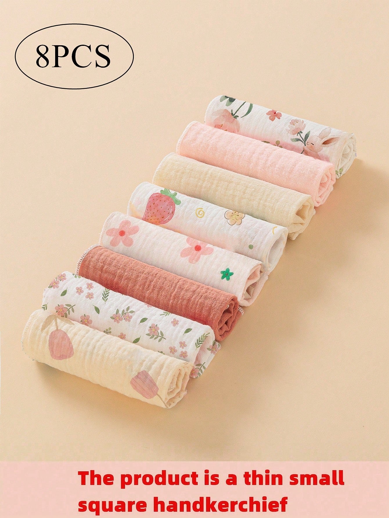 8pcs Lightweight Breathable Single-Layer Baby Bibs, Feeding Wipes, Multi-Purpose Cloths, Suitable For All Seasons