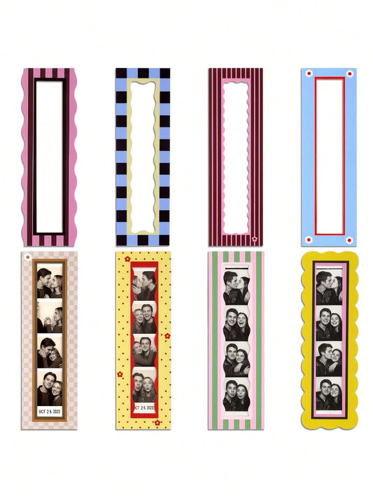 8pcs Magnetic Photo Frame Set, Colorful Vintage Style Vertical Photo Frames, Suitable For Refrigerator, Kitchen And Home Decor