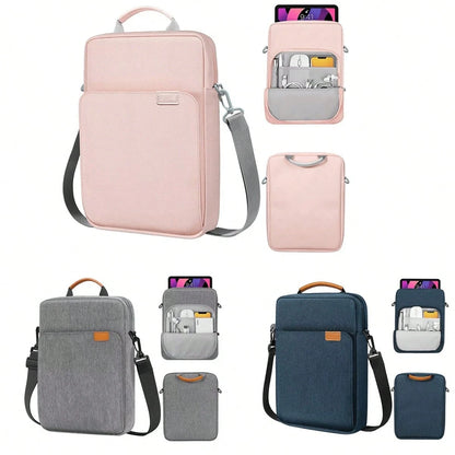 9-11" Tablet Sleeve With Shoulder Strap & Handle – Crossbody Bag For Men – Fits Pro, Surface Go, Galaxy Tab S8/S9 –Gray Water-Resistant Carrying