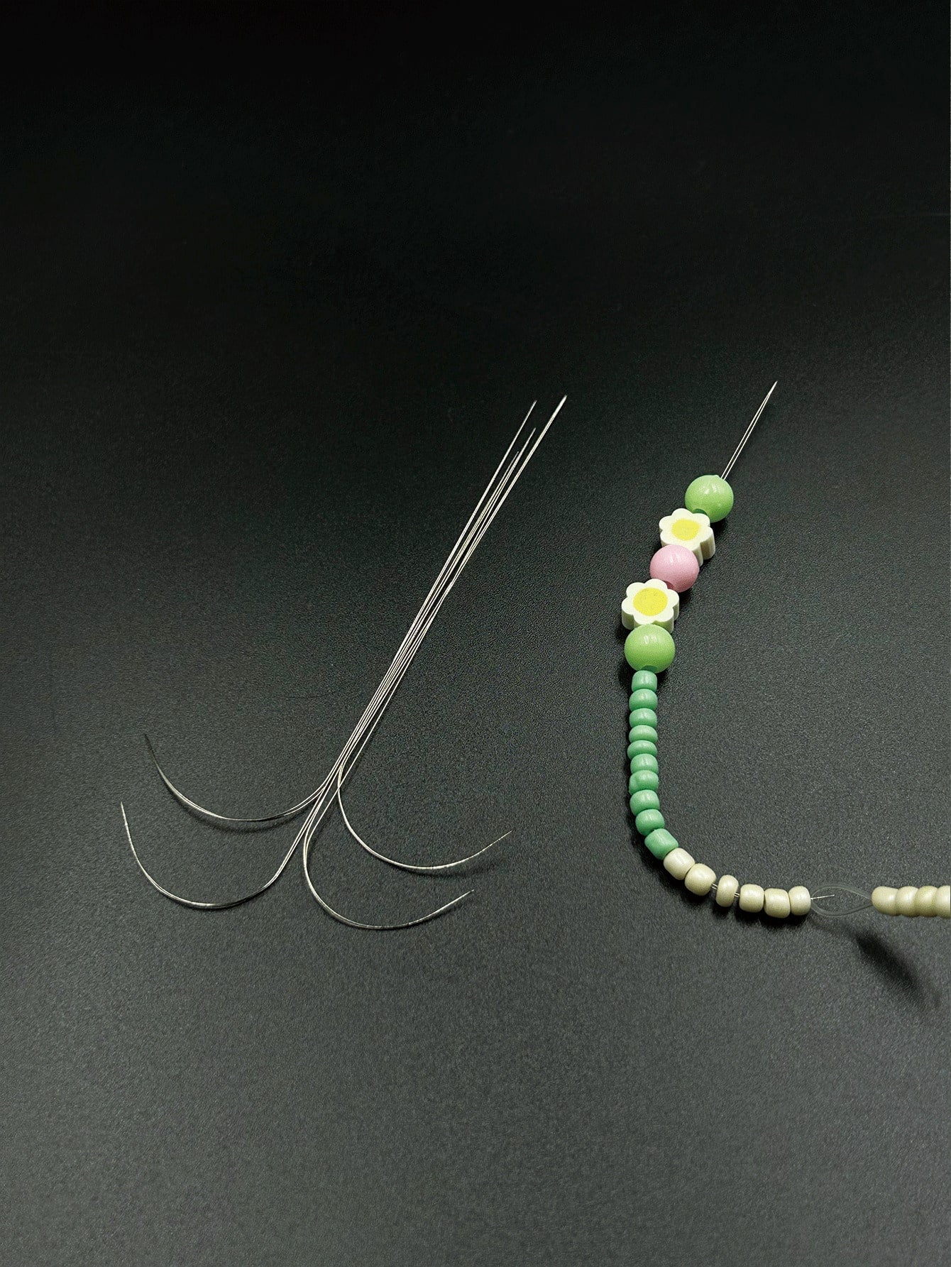 9.7cm/11.5cm Dual Size Open Curved Beading Needle, Flexible Long Metal Material, Smooth Beading, Easily Thread Small Beads, DIY Jewelry Making Tool, Suitable For Bracelets, Necklaces, Handmade Crafts