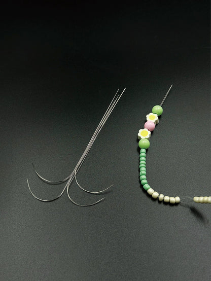 9.7cm/11.5cm Dual Size Open Curved Beading Needle, Flexible Long Metal Material, Smooth Beading, Easily Thread Small Beads, DIY Jewelry Making Tool, Suitable For Bracelets, Necklaces, Handmade Crafts